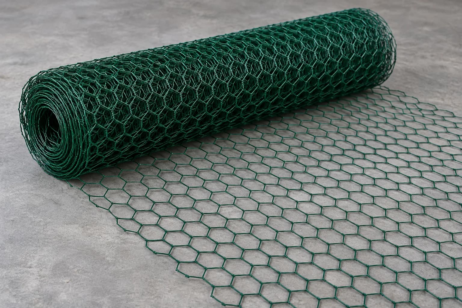 Green PVC coated hexagonal garden mesh roll