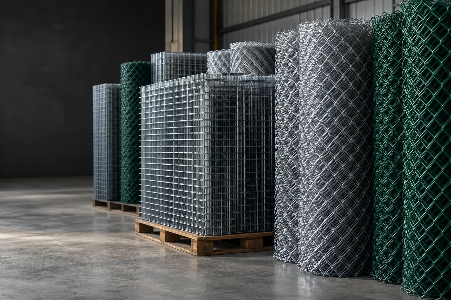 Beautiful lineup of steel chain link rolls